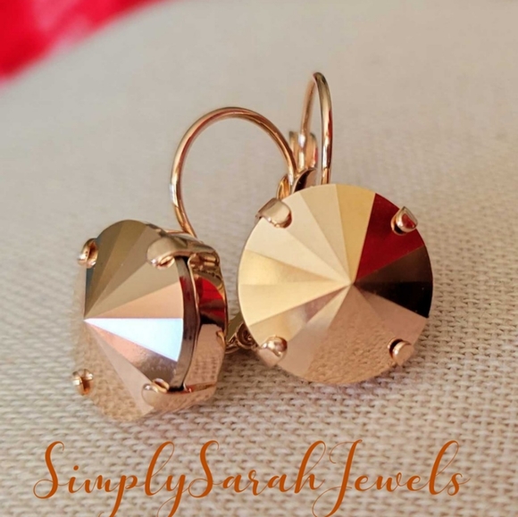 Hand Crafted Jewelry - Austrian Crystal Rose Gold Earrings